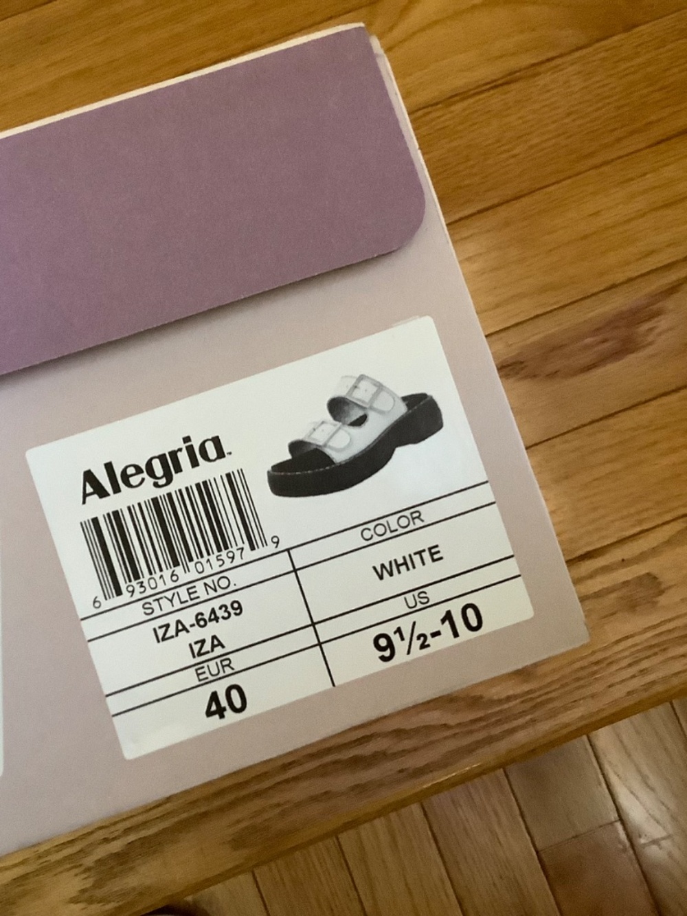 Alegria Iza Adjustable Leather Double Buckle Slide Sandal White SZ EU40/US9.5-10 - Picture 13 of 16